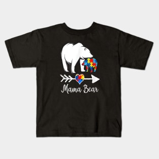 Mama Bear Puzzle Pieces Autism Awareness Costume Kids T-Shirt